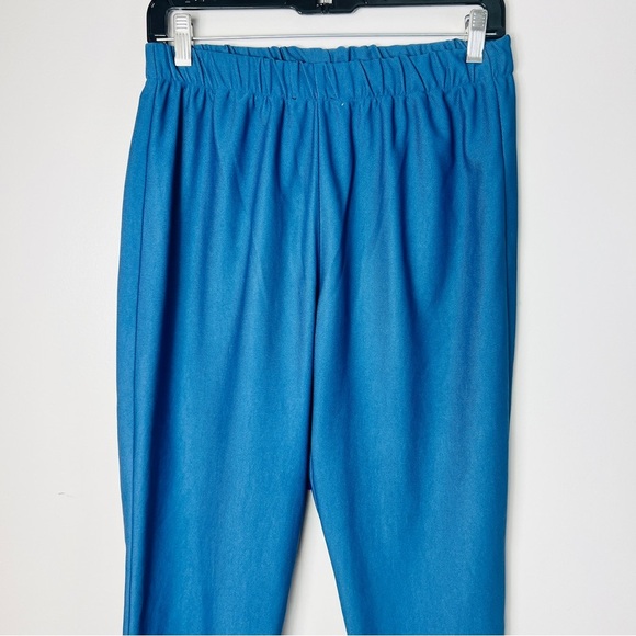 Blue Long Sleeve Ruffle Oversized Tunic Blouse with A marching Crop pants 42 - Picture 11 of 13